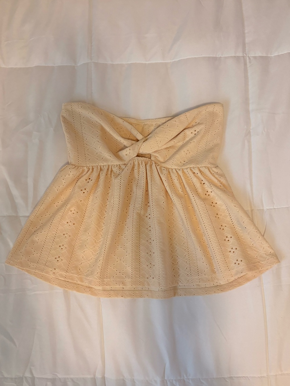 Strapless Eyelet Peplum Shirt